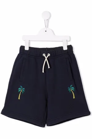 Palm Angels Embroidered palm-tree drawstring shorts