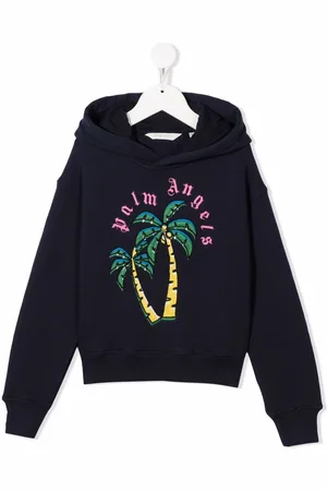 Palm Angels Palm-tree embroidered cotton hoodie