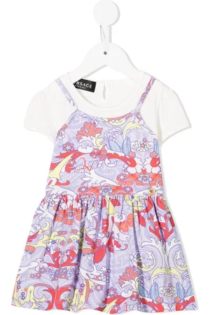 VERSACE Menina T-shirts & Manga Curta - Floral-print T-shirt dress