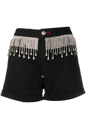 Philipp Plein Crystal-embellished denim shorts