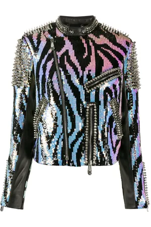 Philipp Plein Zebra leather biker jacket
