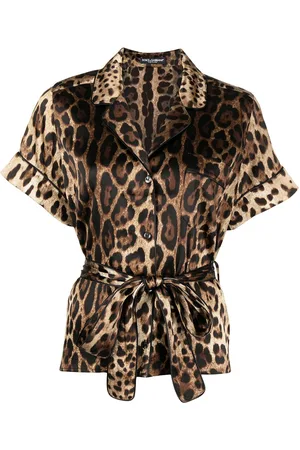 Dolce & Gabbana Leopard-print belted silk shirt