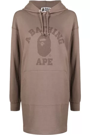 A Bathing Ape Mulher Vestidos Estampados - Logo-print hoodie dress