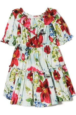 Dolce & Gabbana Kids Menina Vestidos Casual - Garden-print cotton dress