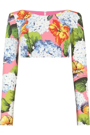 Dolce & Gabbana Mulher T-shirts & Manga Curta - Floral print cropped top