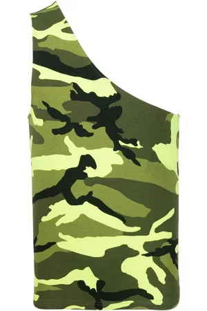 Balenciaga Asymmetric camouflage-print tank top