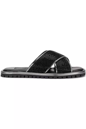 Dolce & Gabbana Homem Sandálias - Crystal-embellished leather sandals