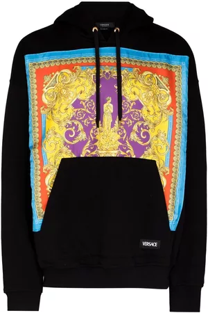 VERSACE Homem Camisolas com capuz - Baroque-panelled pullover hoodie