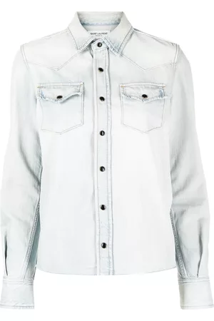 Saint Laurent Raw-cut detail denim shirt