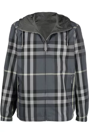 Burberry Homem Casacos - Hooded signature check jacket