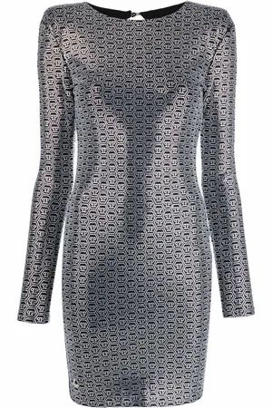 Philipp Plein Crystal-embellished long-sleeve mini dress
