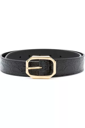 Saint Laurent Mulher Cintos & Suspensórios - Engraved-logo buckle belt