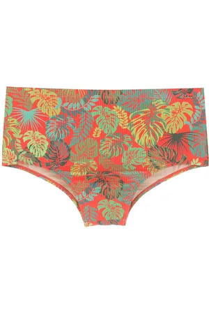 AMIR SLAMA Leaf print swim briefs
