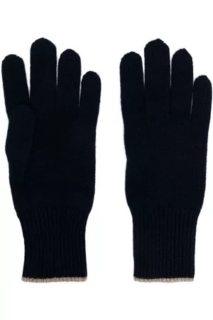 Brunello Cucinelli Homem Luvas - Contrast-trim cashmere gloves