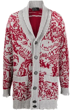 Philipp Plein Long intarsia-knit cardigan