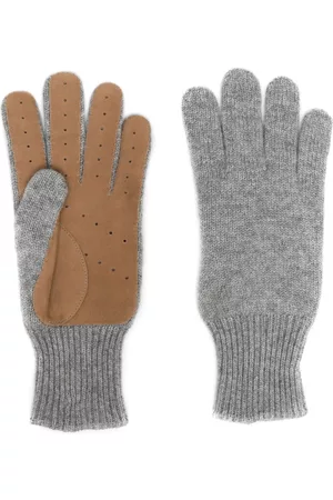 Brunello Cucinelli Homem Luvas - Leather-trim cashmere gloves