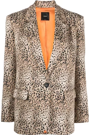 PINKO Leopard-print single-breasted blazer