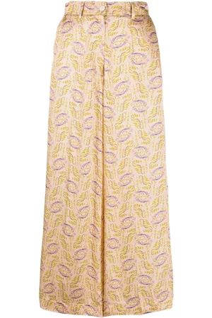 FORTE FORTE Mulher Calças à Boca-de-sino - Graphic-print wide-leg trousers