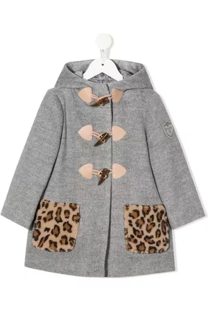 MONNALISA Menina Casacos - Leopard-pocket duffle coat