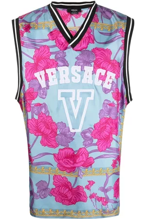 VERSACE Floral-print logo vest top