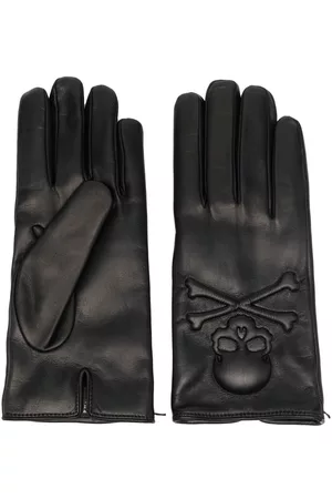 Philipp Plein Homem Luvas - Cashmere-lined leather gloves