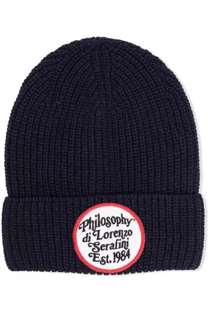 PHILOSOPHY DI LORENZO SERAFINI Logo-patch ribbed-knit beanie