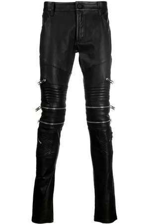 Philipp Plein Zippered leather biker trousers