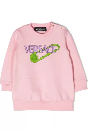 VERSACE Logo-print crew neck sweater dress