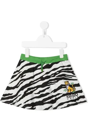 Kenzo Embroidered-logo zebra-print skirt