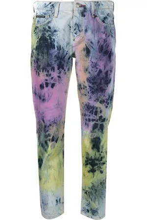 Philipp Plein Boyfriend fit bleached tie-dye jeans