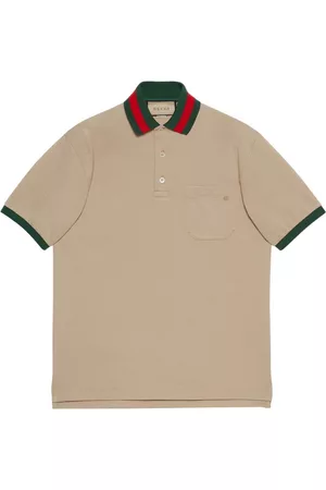 Gucci Web stripe-collar piqué polo shirt