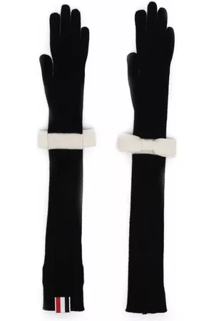 Thom Browne Mulher Luvas tateis - Touchscreen bow-embellished opera gloves