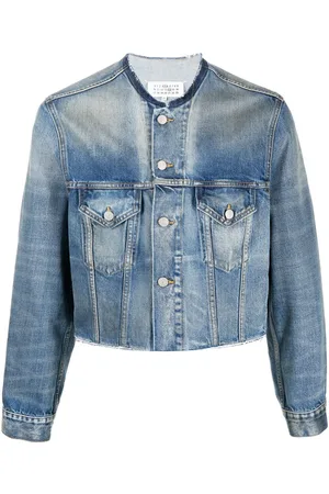 Maison Margiela Collarless cropped denim jacket