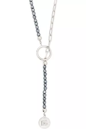 Dolce & Gabbana Homem Colares - Logo-pendant beaded necklace