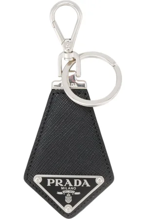 Prada Triangle-logo leather keychain