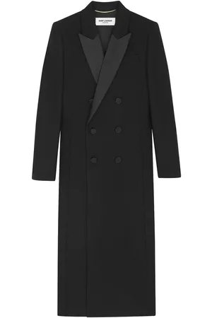 Saint Laurent Mulher Casacos de Inverno - Double-breasted wool long coat