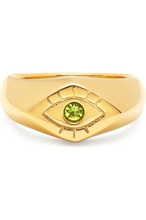 Nialaya Embellished evil-eye engraved signet ring
