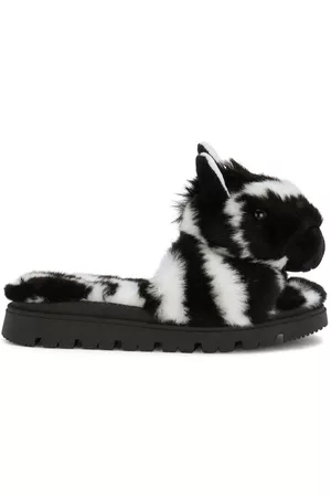 Dolce & Gabbana Faux fur zebra slippers
