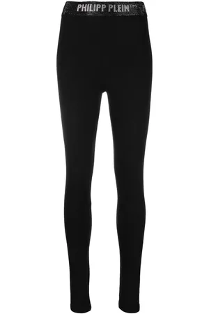 Philipp Plein Mulher Calças - Gem logo-waistband leggings