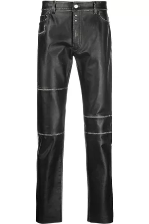 Maison Margiela Homem Calças em Pele - Panelled leather trousers
