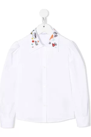 Dolce & Gabbana Menina Camisas - Embroidered-collar cotton shirt