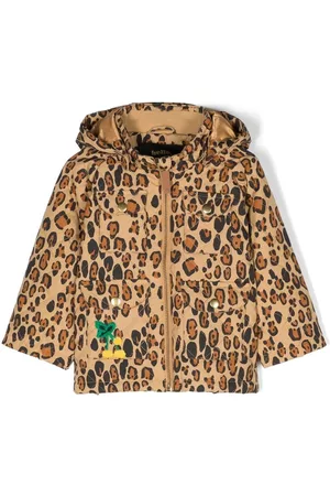 Mini Rodini Menina Casacos - Leopard-print hooded jacket