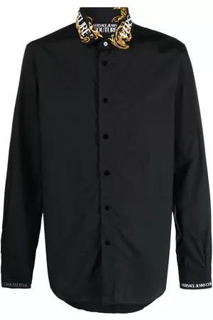 Versace Jeans Couture Homem Formal - Logo-print collar cotton shirt