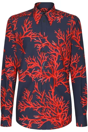 Dolce & Gabbana Homem Camisas de Manga comprida - Coral-print long-sleeved shirt