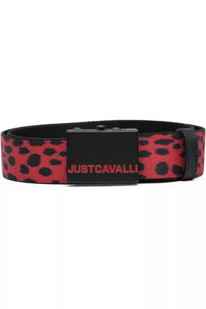 Roberto Cavalli Leopard-print logo-buckle belt