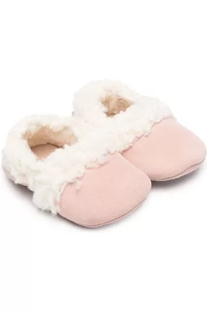 Chloé Menina Pantufas - Faux-shearling trim suede slippers
