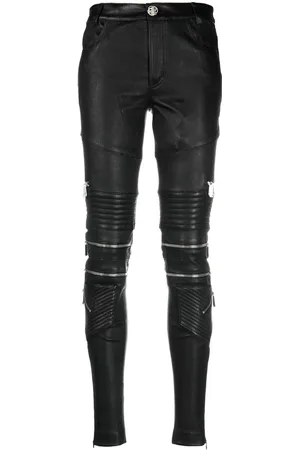 Philipp Plein Lambskin skinny-fit zipped trousers