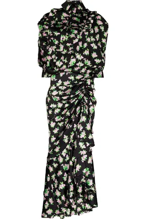 Natasha Zinko Pixel flower-print draped maxi dress