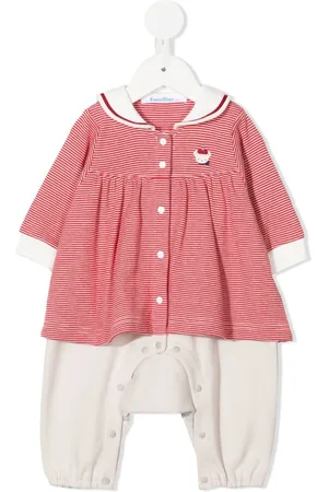 Familiar Logo-embroidered striped dress