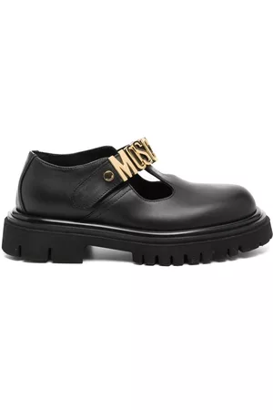 Moschino Mulher Oxford & Moccassins - Logo-lettering Mary Jane shoes